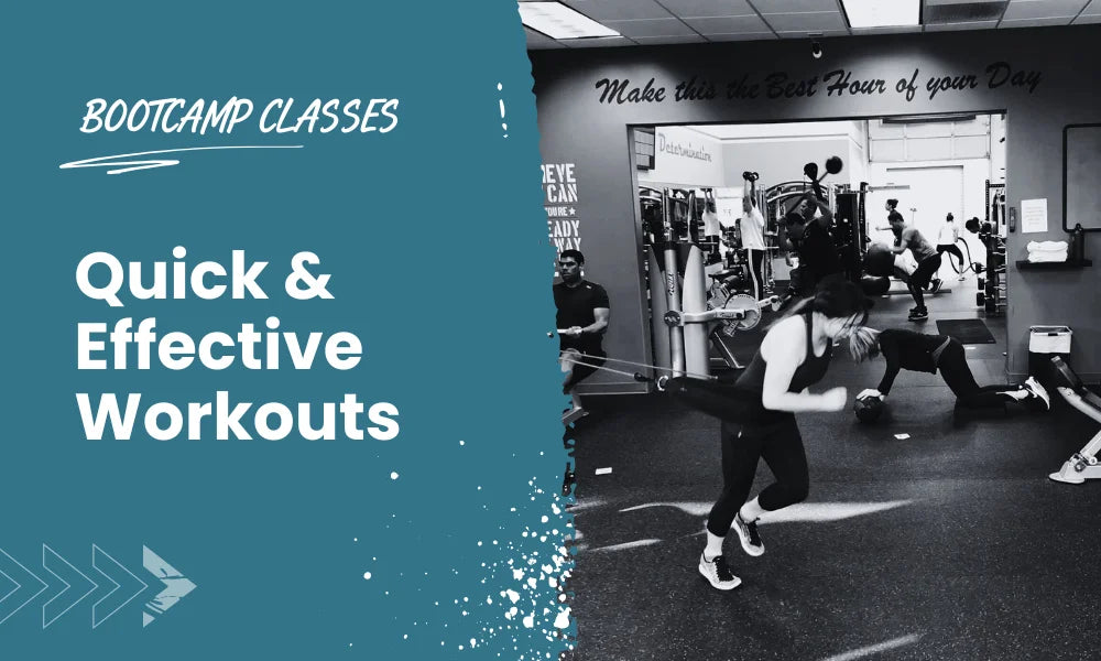 Bootcamp class at NXT Level Fitness promoting quick, effective workouts.